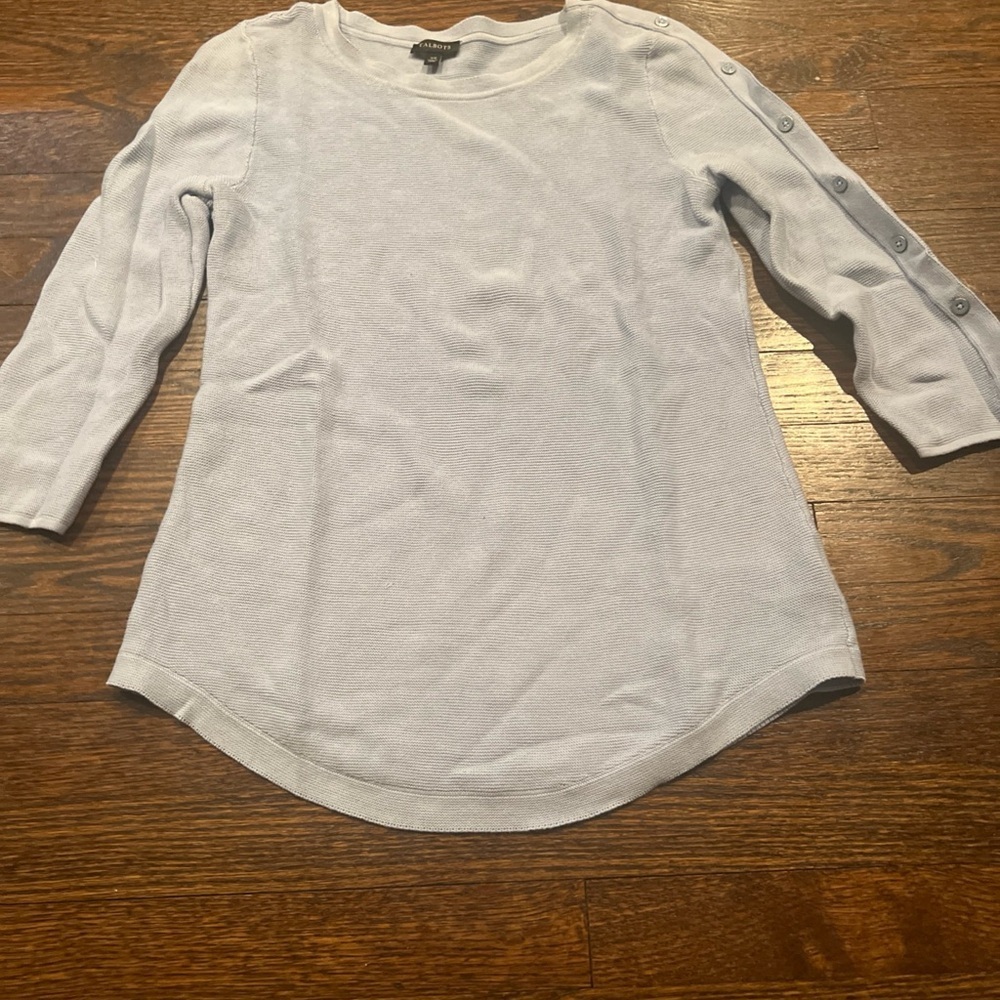 Talbots Blue  Buttons 3/4 Sleeves Sweater Size XS